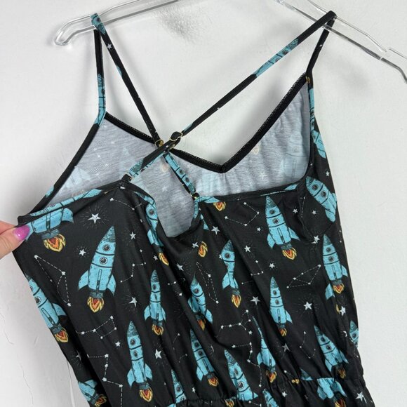 NWT Modcloth Breakfast for Dinner Easy Does It Sleep Romper Rockets Size Medium - Picture 11 of 12